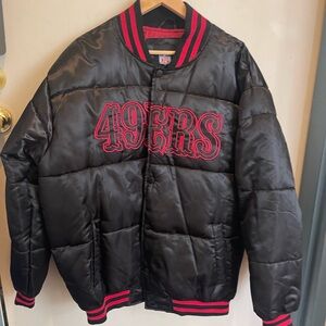 NFL 49ers Black and Red Puffer Jacket